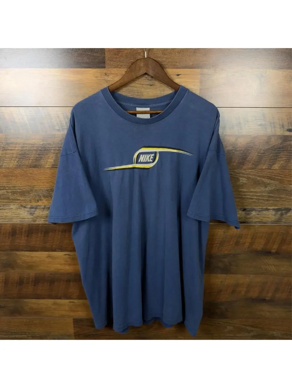 Y2K Nike Blue Gray Swoosh Graphic T-Shirt XXL Oversized